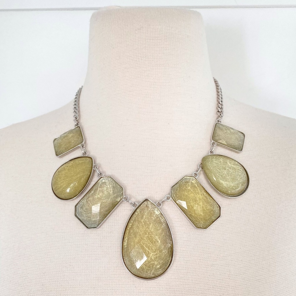 New York & Co Geometric Teardrop Rectangle Necklace - Picture 9 of 10